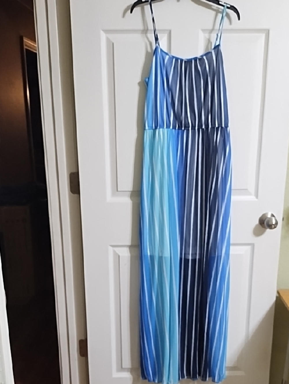 NWT Studio Y /Maurices Blue & White Vertical Stripe Sleeveless Summer Dress Sz M